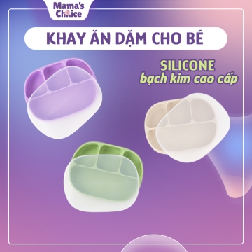 Khay Ăn Dặm Silicone Mama's Choice 2023, Giúp Bé Ăn Dặm Dễ Dàng Với Thiết Kế Đặc Biệt Đế Hít Chống T