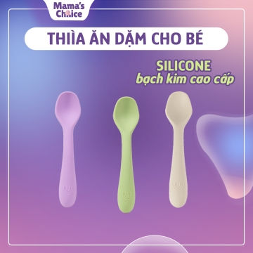 Thìa Ăn Dặm Silicone Mama's Choice 2023, Chất Liệu Mềm Mại và An Toàn Kiểm Định Quốc Tế Bureau Verit